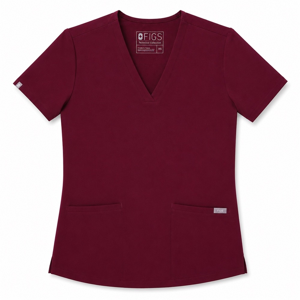 Burgundy Scrub Top XXS Technical Collection Medical Uniform